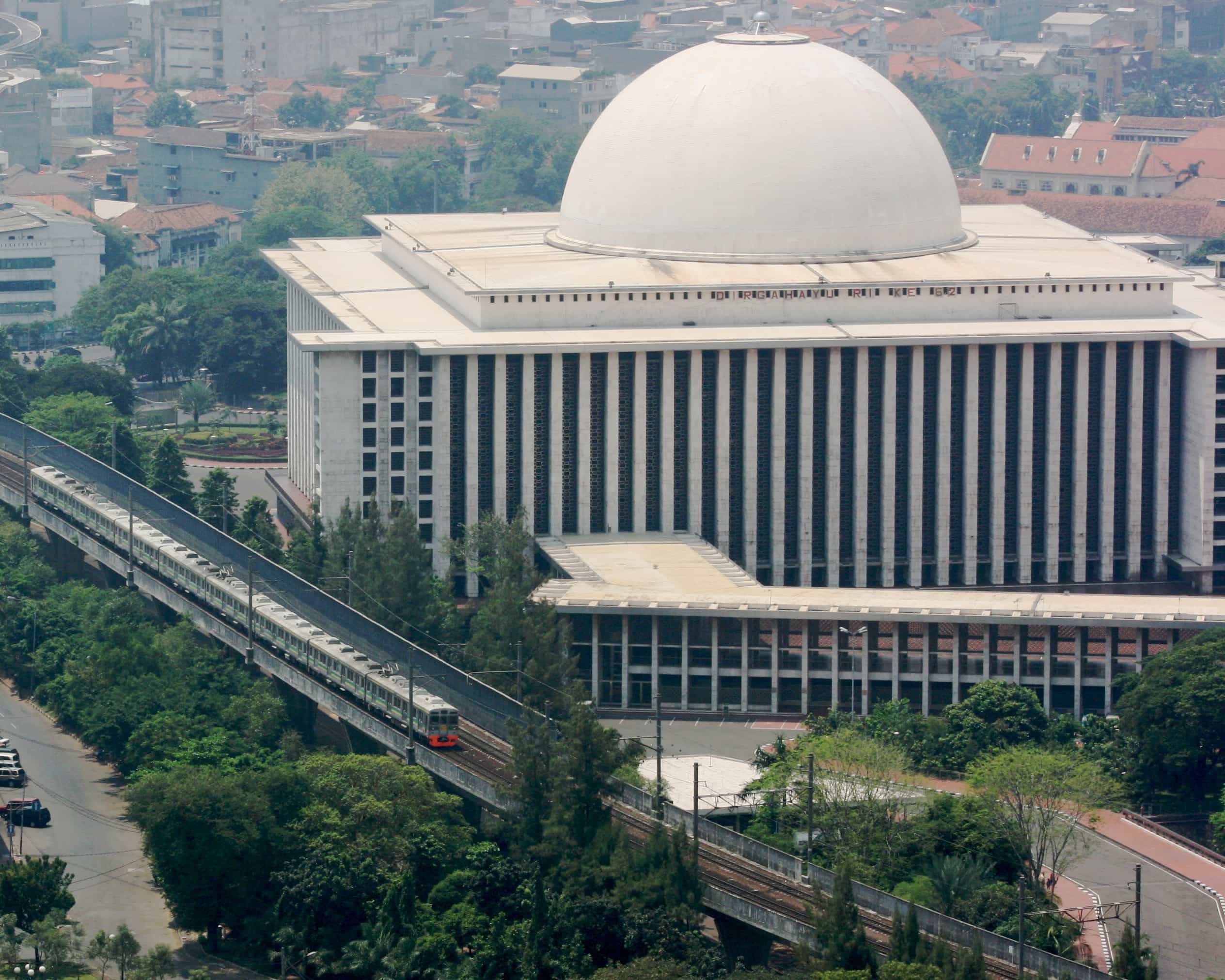 Train and Istiqlal Mosque, a really great place to see in Jakarta. 